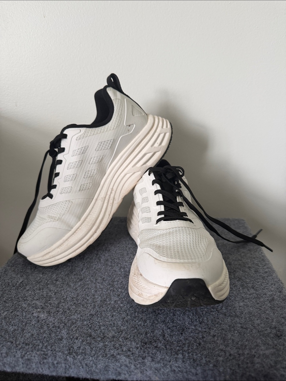 Women's White Athletic Sneakers with Black Accents